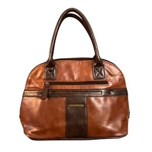 Stone & Co Brown Bonded Leather Dome Satchel Handbag 69058SP